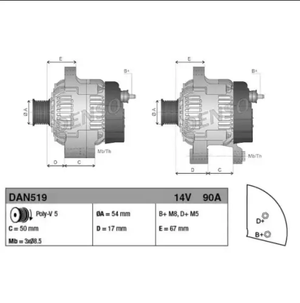 DAN 519 ALTERNATÖR 14V 90A LINEA...
