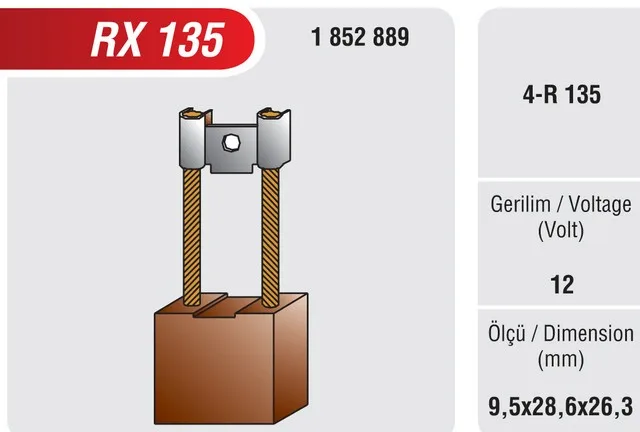 RX--135  37MT 24V MARŞ DİNAMO KÖMÜRÜ..............