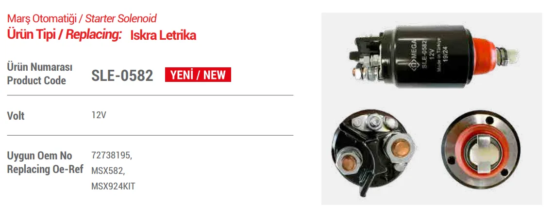 MEGA ATLAS COPCO MARŞ OTOMATİĞİ  ISKARA      SLE-0582    12V   SLE 0582