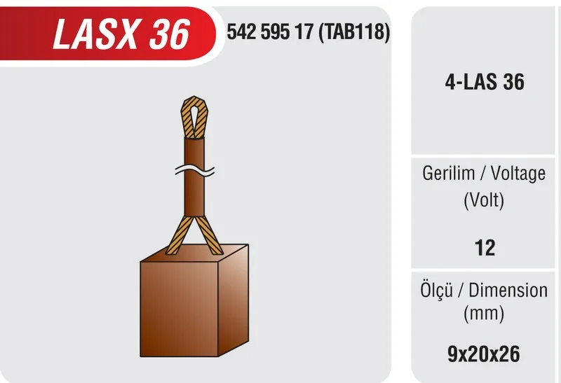 LASX-36 MARŞ KÖMÜRÜ  9*20*26 MEGA LASX36