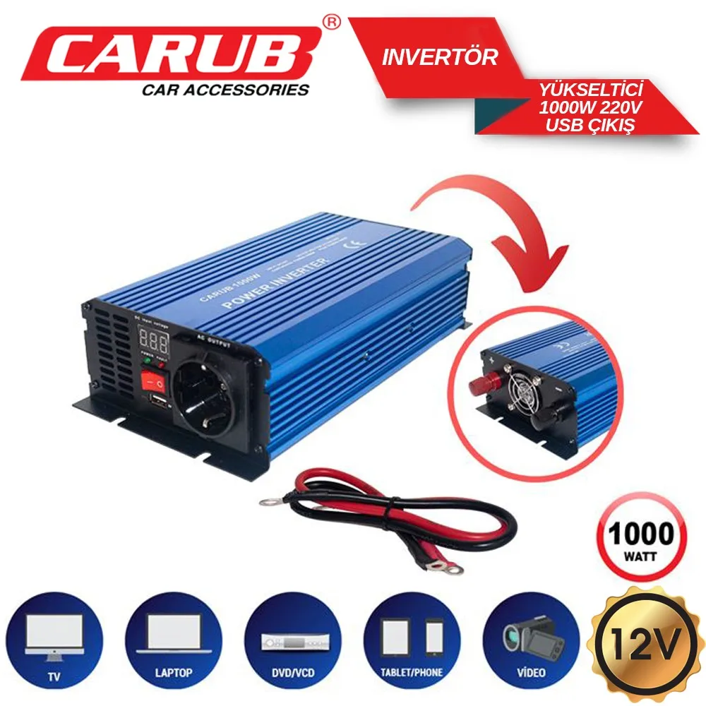 CARUB İNVERTÖR 12V 1000W                                 462 18 60