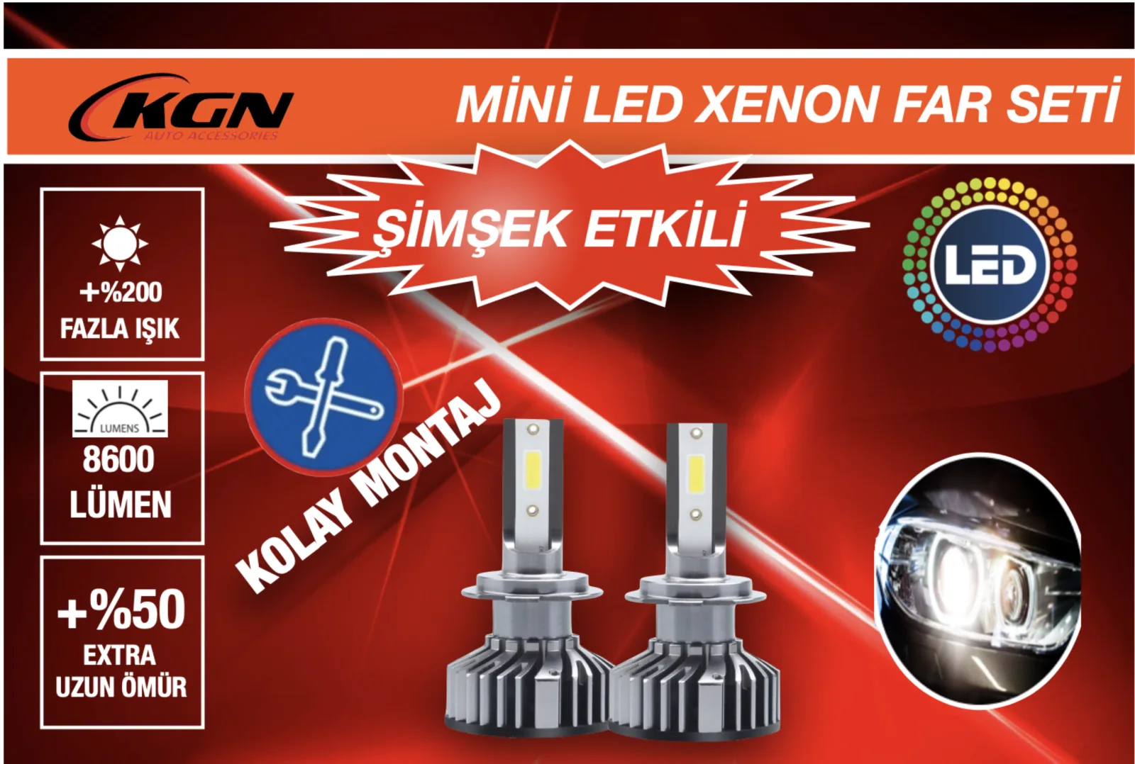 KGN MİNİ TURBO XENON LED H7                                        0108004