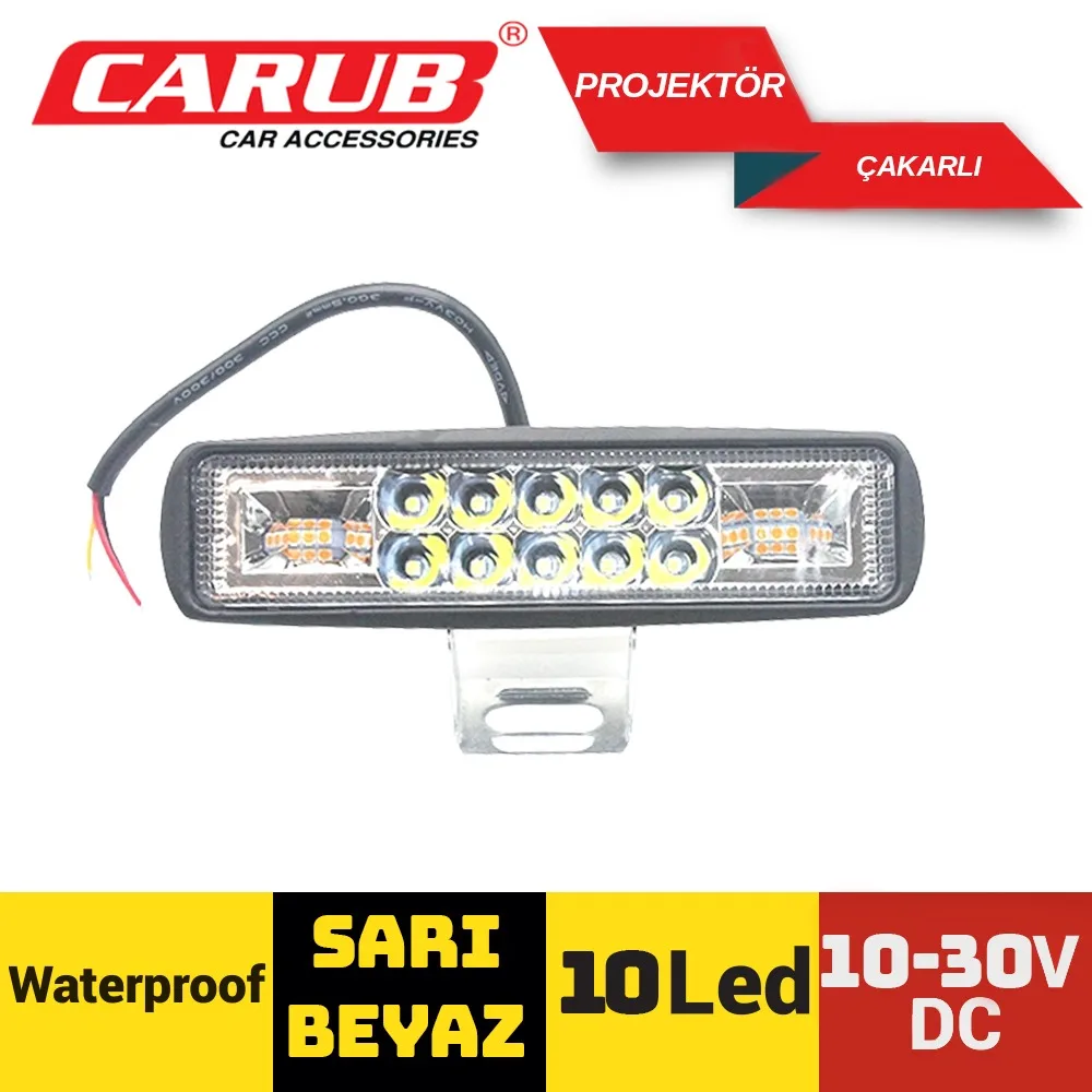 CARUB PROJEKTÖR 10 LED ÇAKARLI  SARI+BEYAZ305 63 53