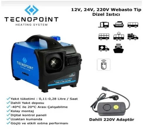 TECNO POINT D4 12V ÇANTA TİPİ KABİN ISITICI                       TC18-08