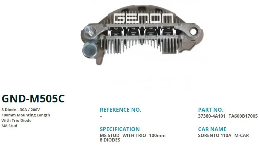GENON GND-M505C KİA SORENTO DİOT TABLOSU 100MM