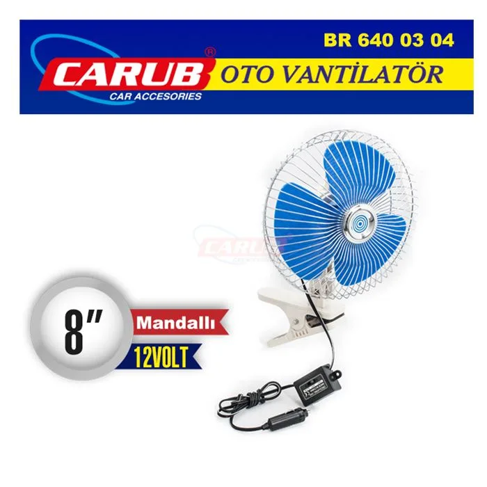 12V  8 İNÇ VANTİLATÖR  MANDALLI