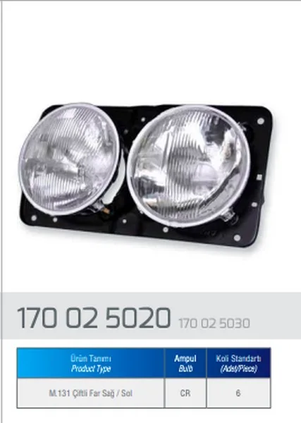 5020  -M-131 ŞAHİN ÇİFTLİ FAR SAĞ................5