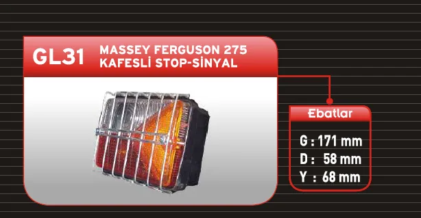 MASSEY FERGÜSON 275 STOP LAMBAS KAFESLİ