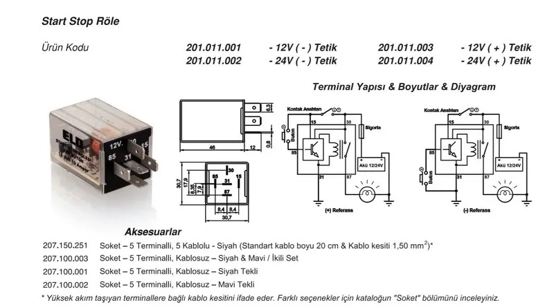 201.011.001 STAR STOP RÖLESİ 12V